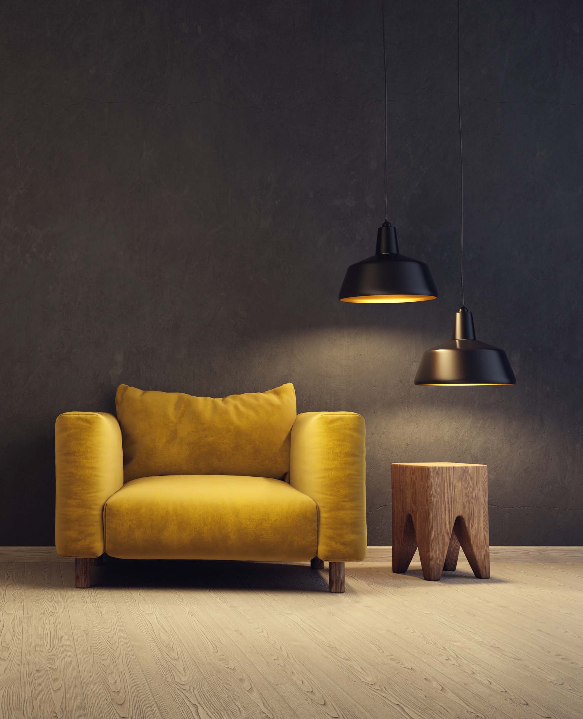 Comfy chair and lamp